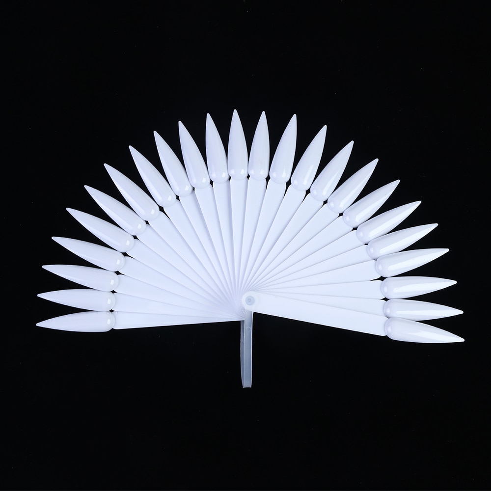 24Pcs Clear Natuur Wit False Nail Tips Display Sample Uv Gel Polish Praktijk Fan Board Nail Art Tool Manicure SA1503-1