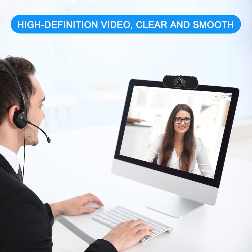 Full HD 1080P Webcam Video Conference Camera USB Webcam with Built-in Microphone Computer Camera for Laptop and Desktop