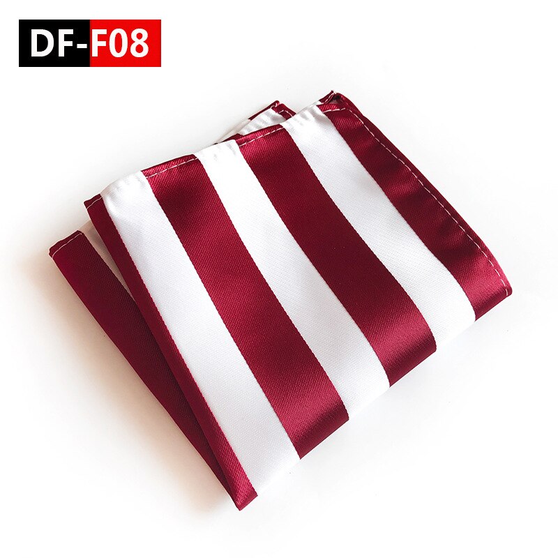 20 Style Luxury Striped Men Pocket Square Hanky Classic Wedding Party Handkerchief Soft Silk Vintage Hankies Chest Towel: DF-F08