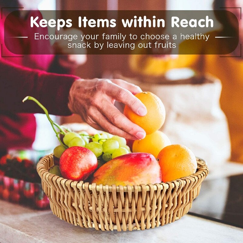 Hand-Woven Basket, Wicker Basket, Food Serving Basket for Bread, Fruit, Vegetable Storage, Basket