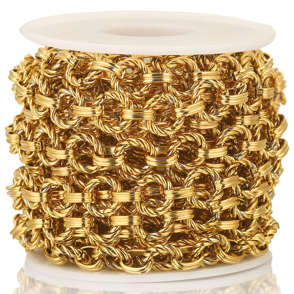 1 Meter großer schwerer Twist-Ring aus Edelstahl, klobiger Hip-Hop-Punk-Gliederketten, DIY-Schmuck, handgefertigte Halskette, Armband, Tasche