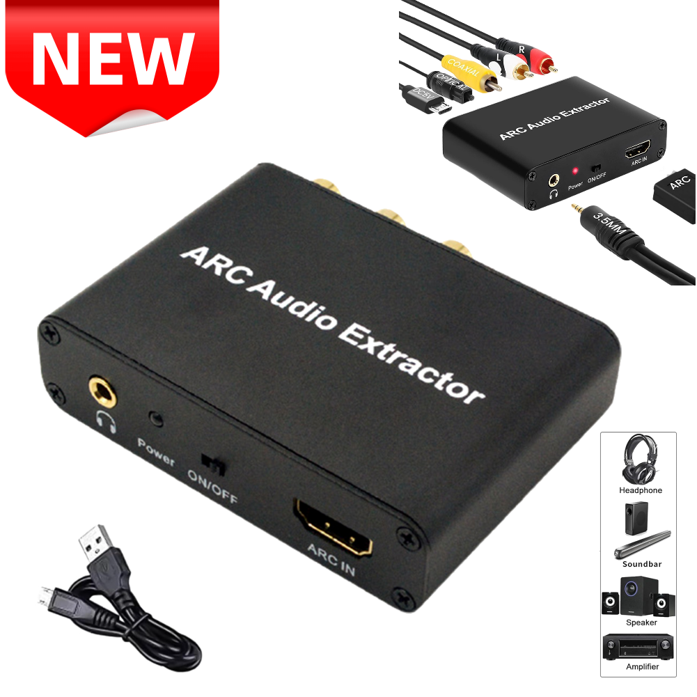 Adaptador ARC ARC a SPDIF Coaxial L/R estéreo Compatible con HDMI convertidor de Audio Jack de 3,5mm adaptador de Audio para amplificador de altavoz HDTV