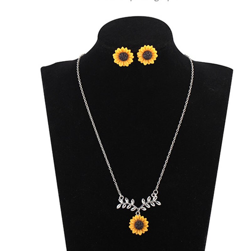 Solsikke øreringe stud rustfrit stål harpiks gul daisy sol blomst smykker til kvinder trendy søde 1 par