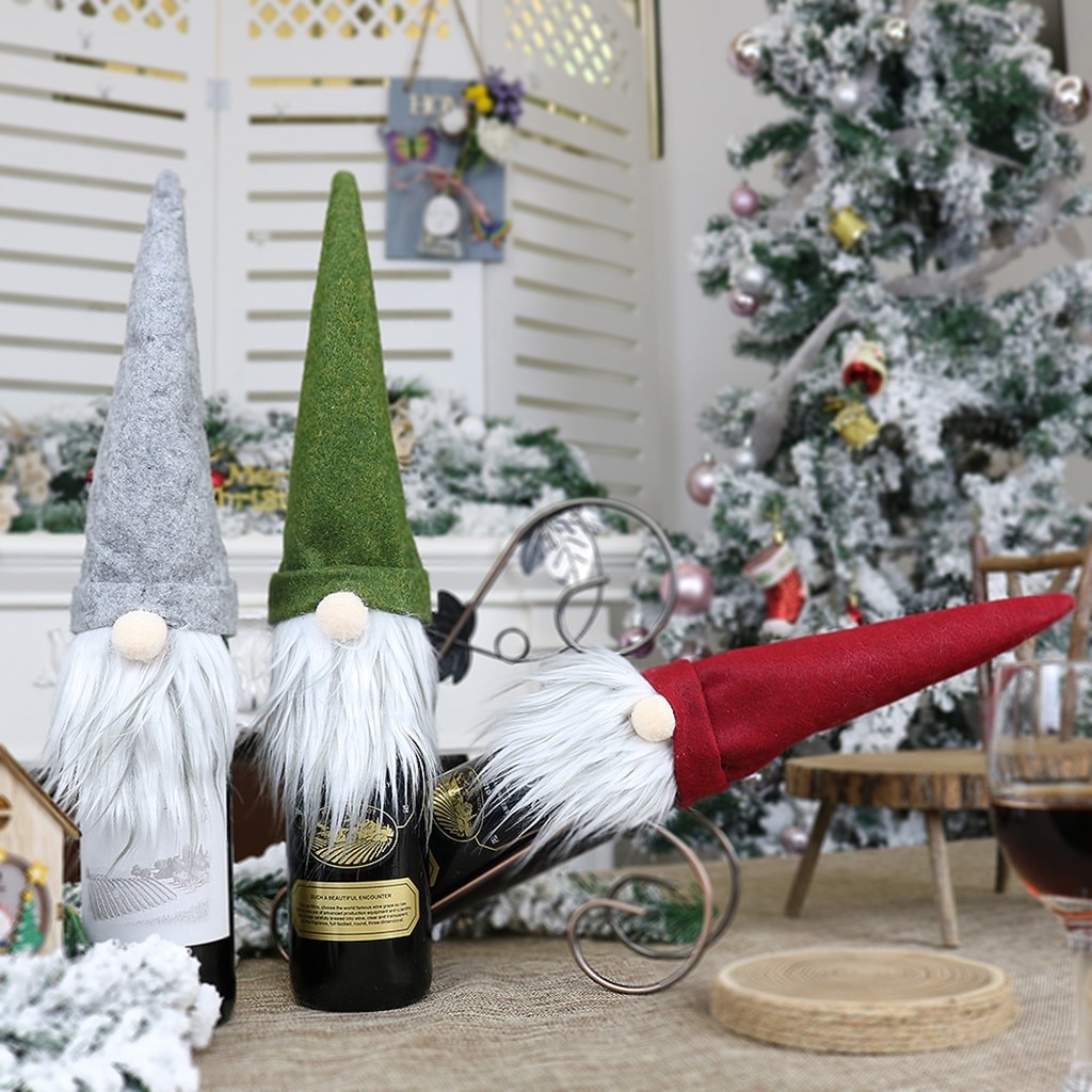 Kerstmis Champagne Fles Cover Jurk Up Decoratie Kerst Faceless Pop Decoratie Jaar Kerstversiering Thuis 827