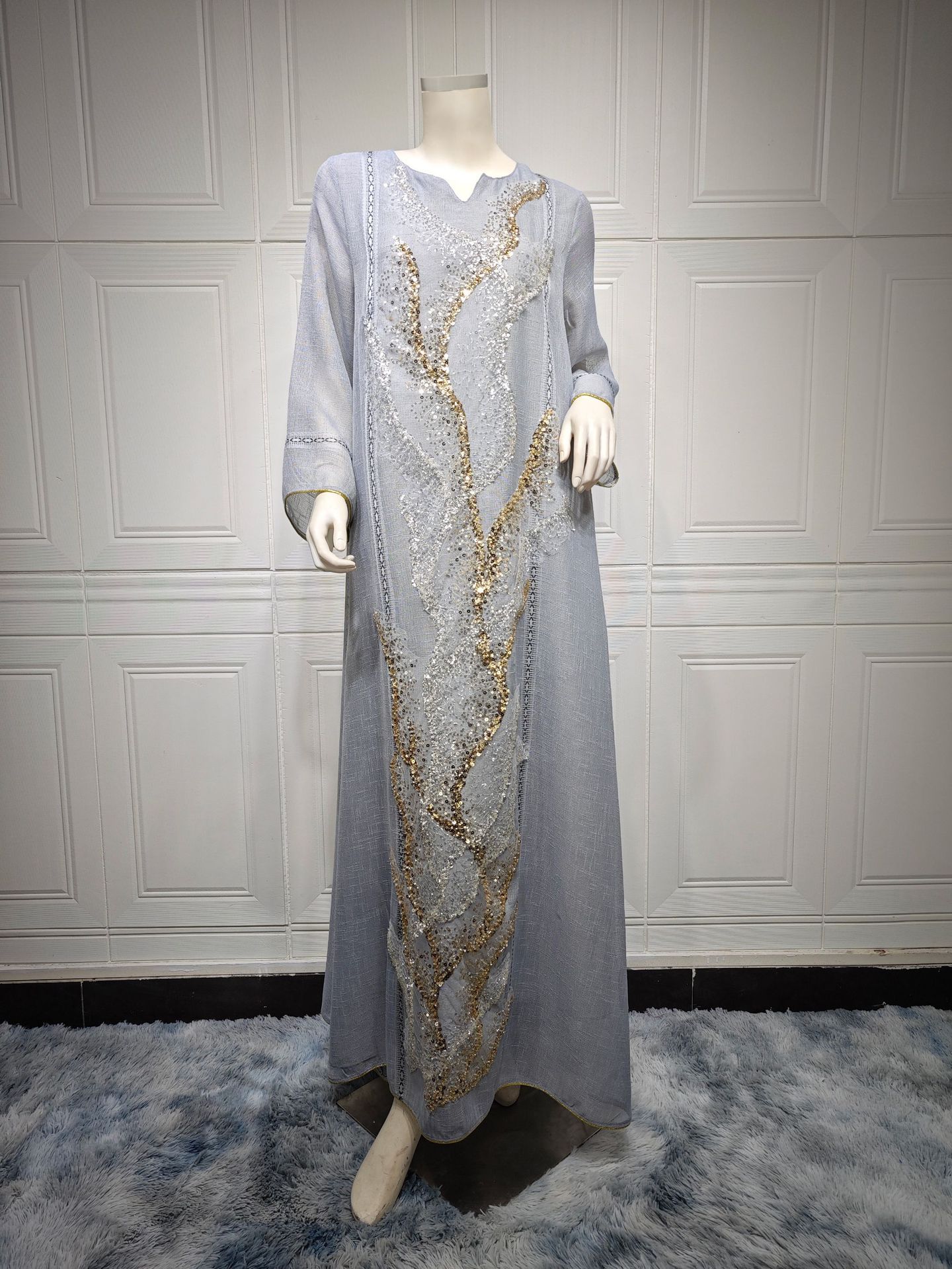 Dubai Abaya Luxury Robe Muslim Women Kaftan White Mesh Beaded Embroidered Dress Femme Morocco Jalabiya Arabic Islam Clothing: XL / black