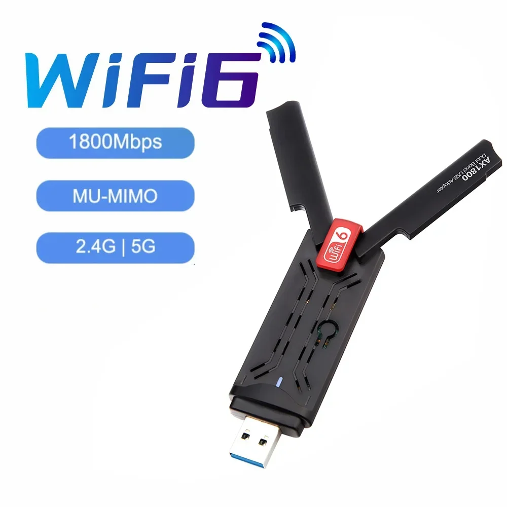 AX5400 Adaptador Wifi 6E Usb 3.0 Adapter 5Ghz/2.4G/6G Antena Wi fi 6 AX1800 Para 802.11AX PC Ethernet Wireless Network Card: black