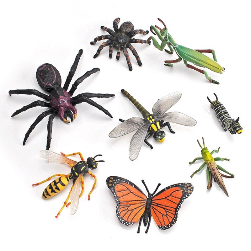 40JC Interest Children&#39;s Realistic Insect Kids Science Supplies Kids Party Halloween Relieve Stress Kids Birthday: 8PCS