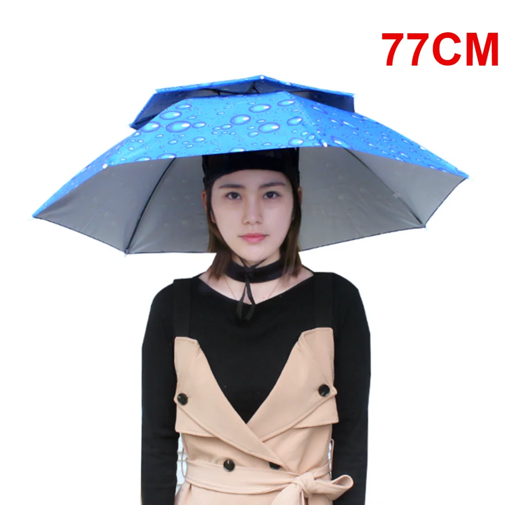 55/65/69/77/95cm Outdoor Fishing Caps Rain Umbrella Hat Foldable Fishing Sunshade Headwear Cap Waterproof Camping Beach Sun Hat: Clear