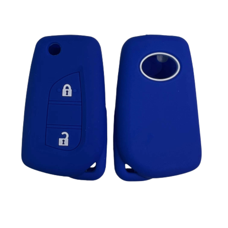Silicone Rubber Car Key Cover Case Shell Set Protector Fob for Toyota Aygo Yaris Highlander Camry RAV4 2 Button Key Holder: Blue