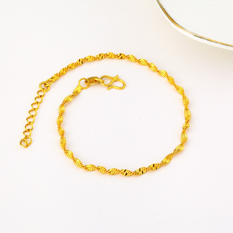 Clover 24K Gold Anklets for Women Adjustable Anklet Bracelet on Leg Foot Beach Body Chain Accessories Jewelry: USA0001-8