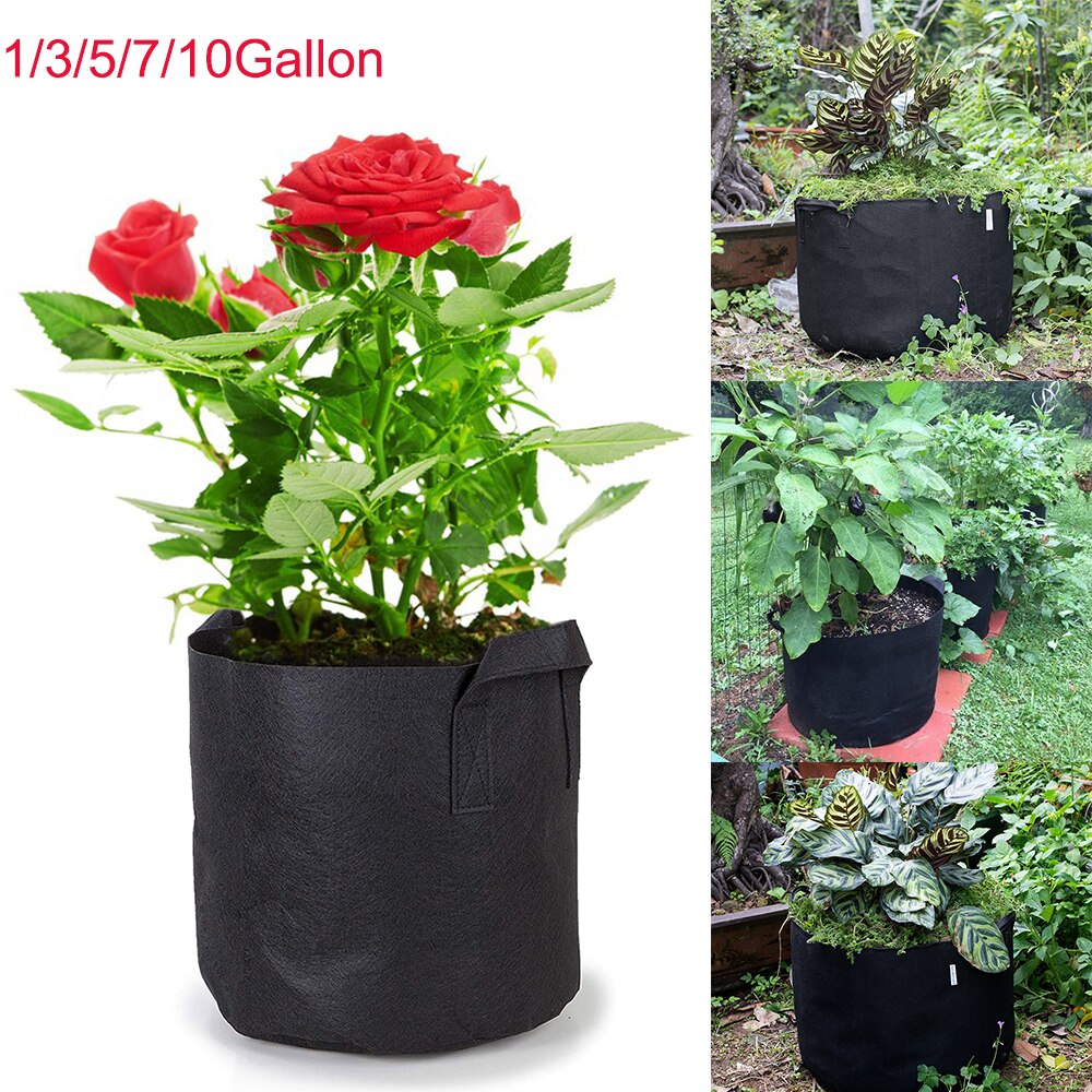 Bolsa negra para cultivo de plantas, 1/3/5/7/10 galones, aireación de flores vegetales, maceta, contenedor para plantar flores, D30