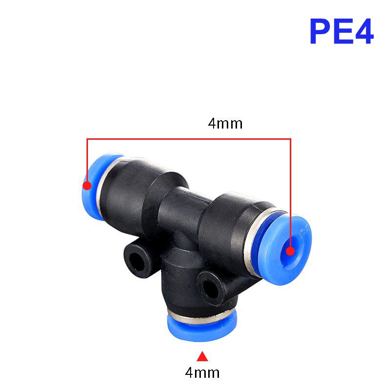 3 Way T shaped Tee Pneumatic PE 4mm to 16mm OD Hose Tube Push In Air Gas Fitting Quick Fittings Connector Adapters: PE4