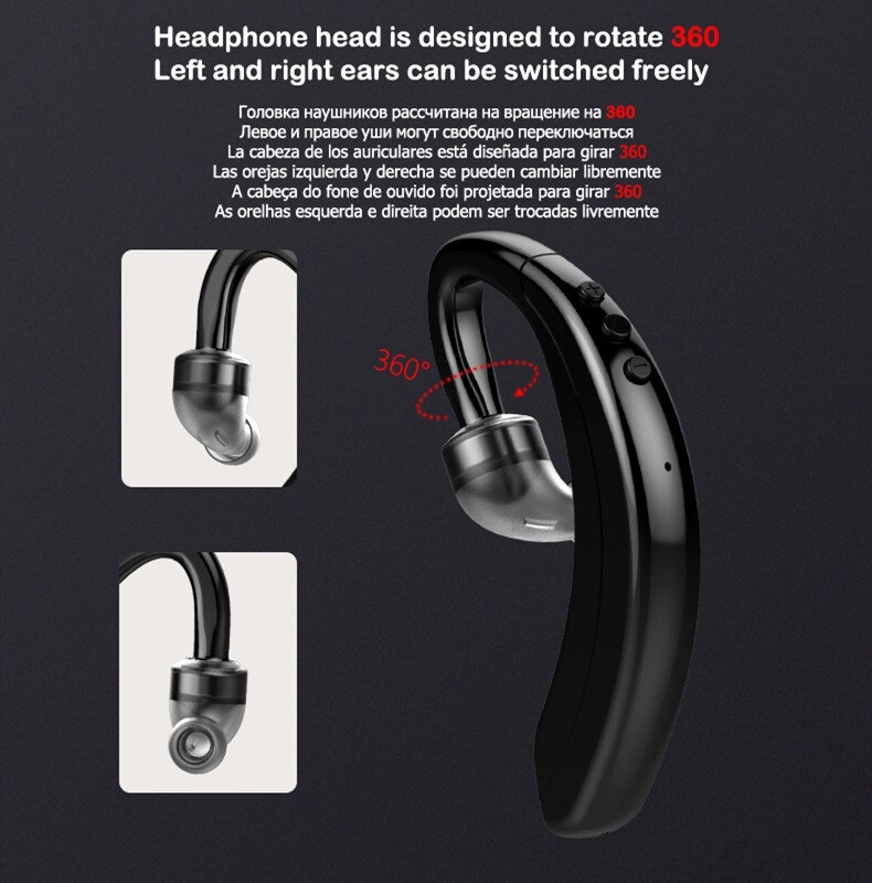Draadloze Bluetooth Oortelefoon Business Lawaaibeheersing Headset Met Microfoon Sport Oorhaak Oortelefoon Voor Iphone 12 Samsung Xiaomi