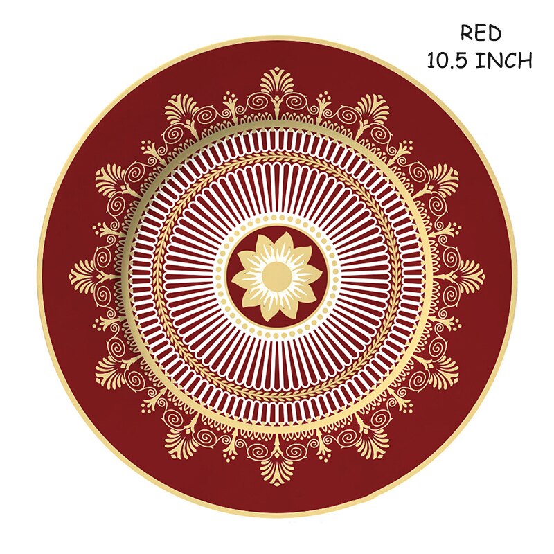 Assiette à Steak élégante en porcelaine, en os bleu, en céramique, plat à dîner, tasse à café, soucoupe, vaisselle familiale, décoration de la maison: 10. 5 Inch Plate Red