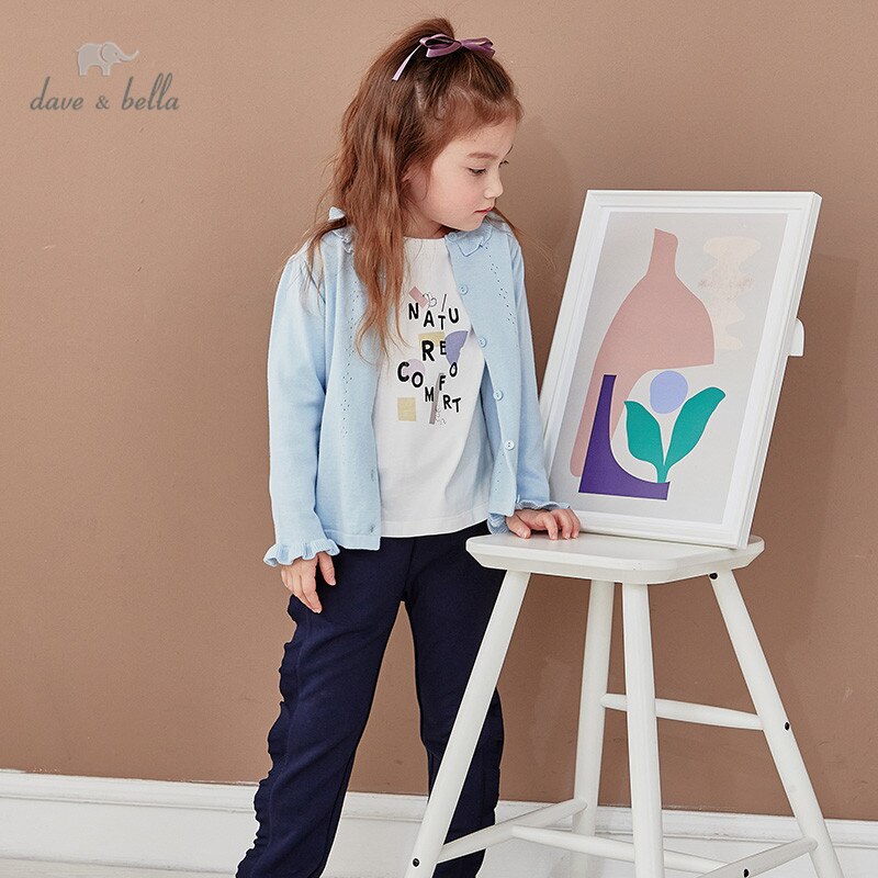 DKS16639 dave bella primavera neonate moda 5Y-13Y cardigan solido bambini cappotto bambino bambini maglione lavorato a maglia carino