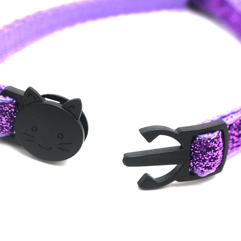 Husdjur katt huvud säkerhetsspänne hund halsband patch tyg klocka paljett katt halsband guld glitter sammet band husdjur tillbehör 1.0cm bred