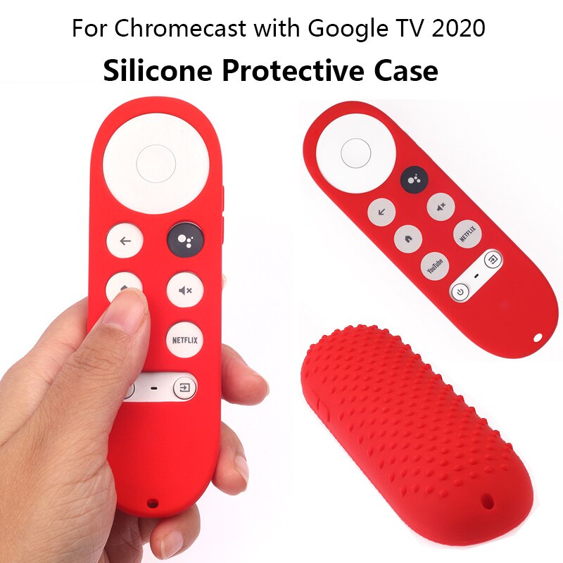 Cubierta protectora de silicona para Chromecast de Google TV voz Protector de mando a distancia con accesorios de cordones TXTB1