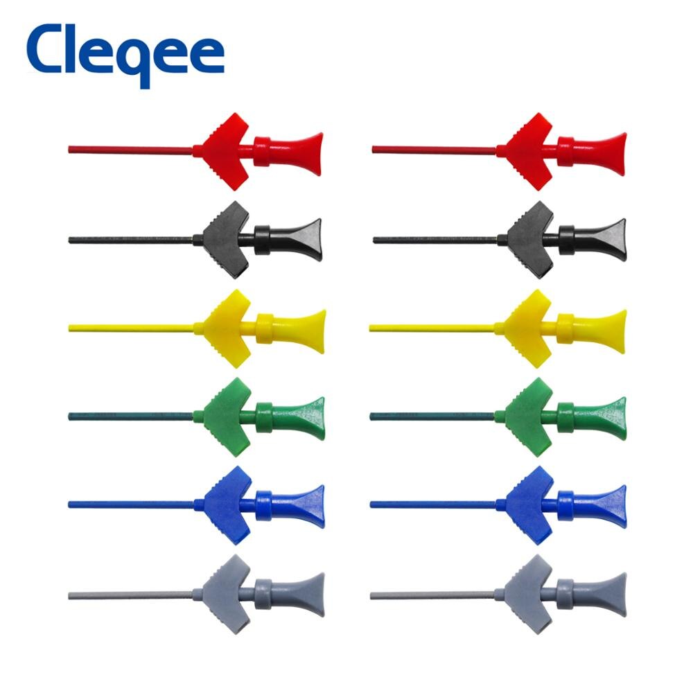 Cleqee P5003 Mini SMD IC Test Hook Clip Jumper Test Probe Logic Analyzer Grabber Connect Dupont Test Lead Accessories 30V/5A: 12pcs-6-colors