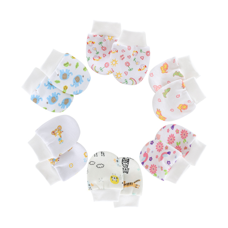 Moufles Bébé DRESHOW 6 Paires - Coton Doux Pour Nouveau-Né 0-6 Mois - Anti-Rayures - Lavage Main