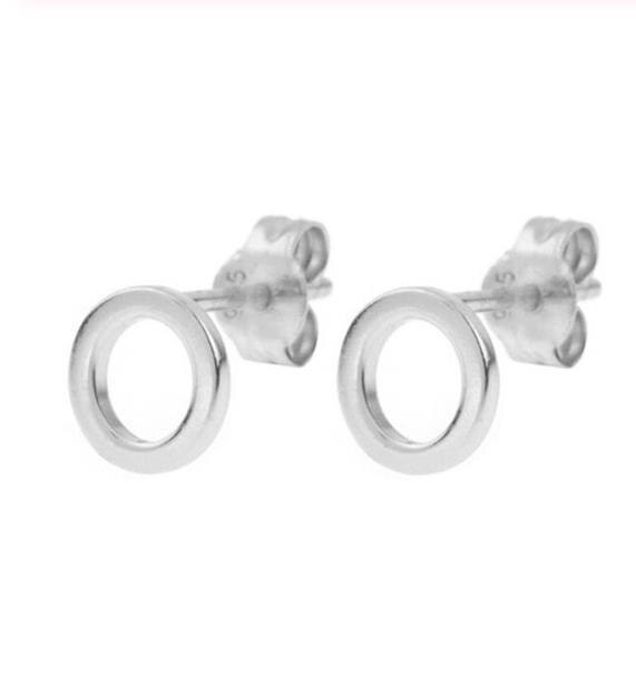 ROXI, joyería minimalista de , pendientes de tuerca de círculo redondo Punk geométrico para mujer, pendientes pequeños huecos de Plata de Ley 925: Plata