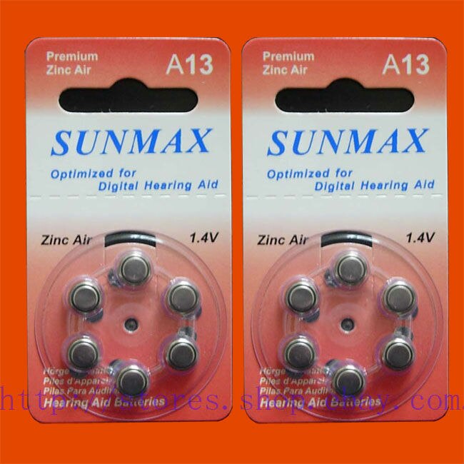 12 x Hearing Aid Batteries A13 13A ZA13 13 PR48