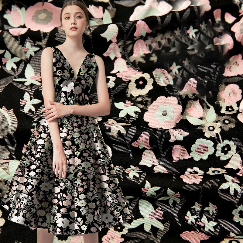 Jacquard brokad tyg satintyger sömnadsmaterial för satängklänning，klänning med broderi， mörkläggningsgardin