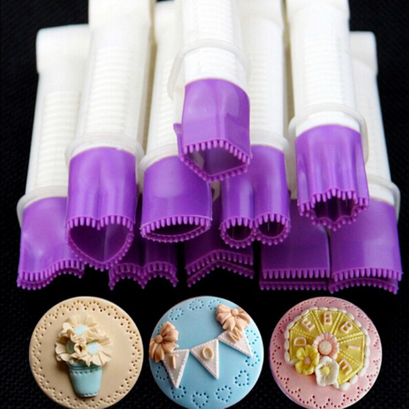 10 Stks/set Cake Rand Clip Embosser Biscuit Cutter Cake Decorating Gereedschap Fondant Cupcake Cookie Confeitaria Stempel Gebak Gereedschap