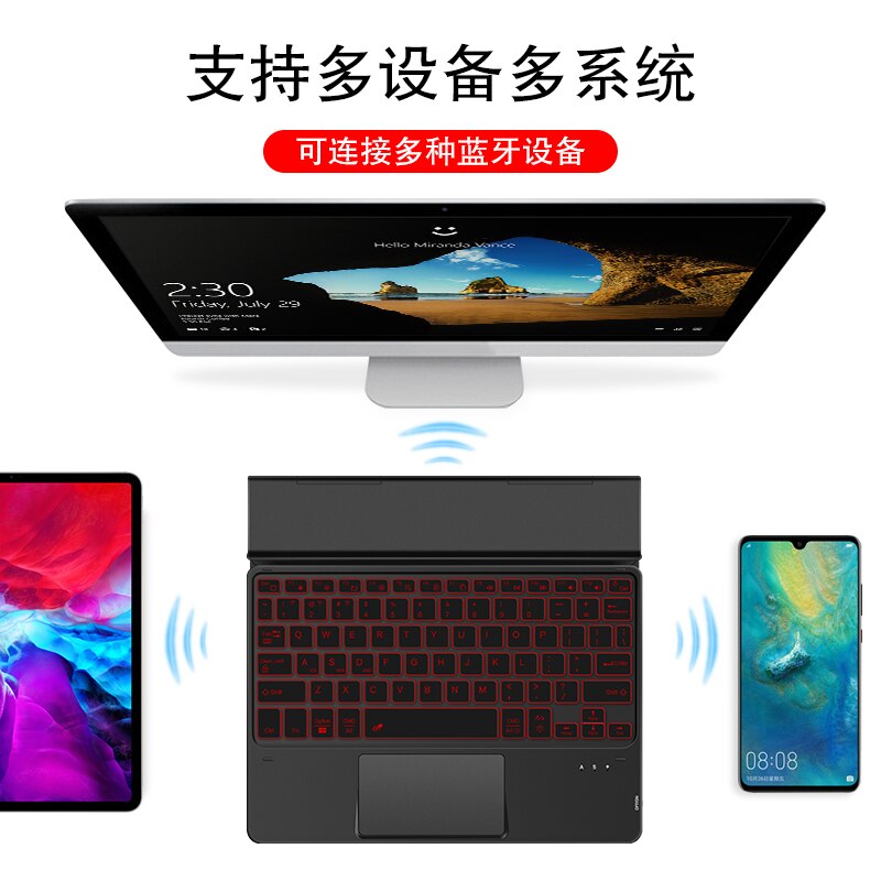Klawiatura Bluetooth TouchPad podświetlenie dla Samsung Galaxy TAB S7 Plus FE 12.4 &quot;SM-T735 SM-T970 S6 Lite S5e S4 Tab A7 10.4&quot; Tablet