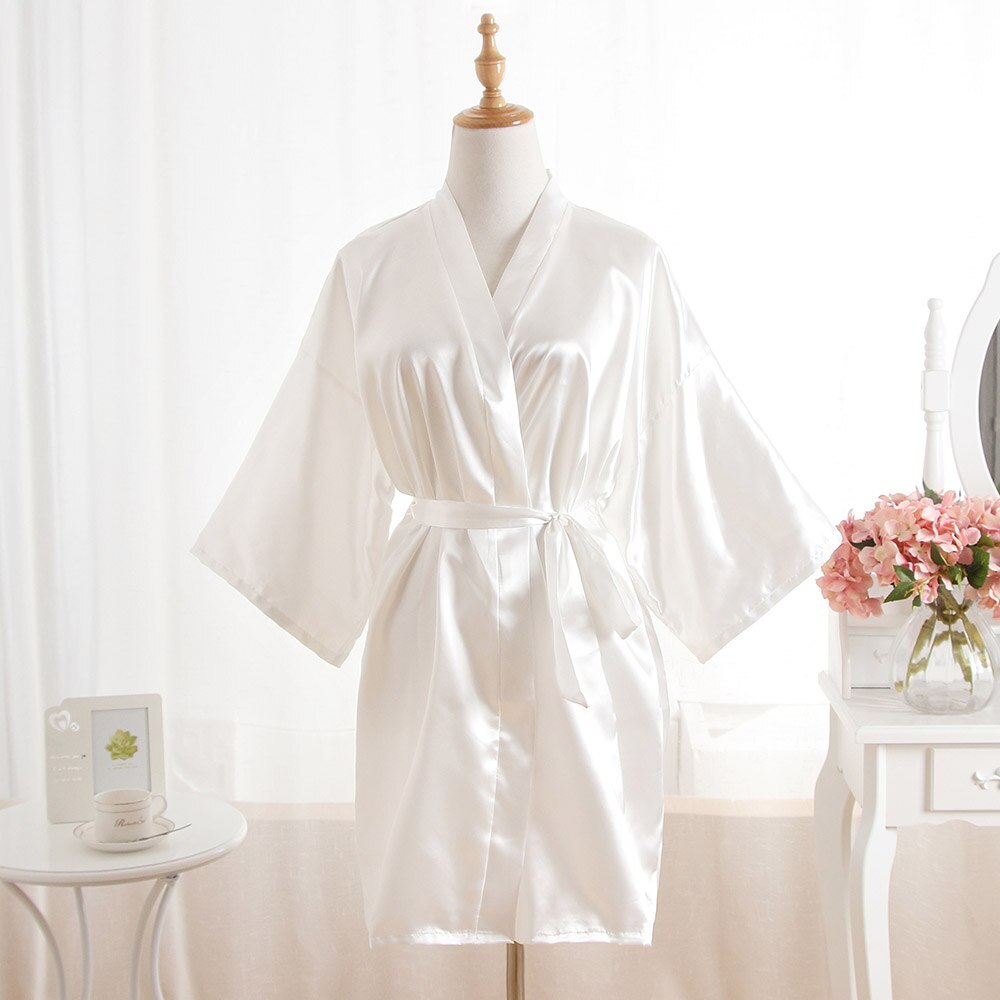 Vrouwen Gewaden Zijde Zomer Bayan Gecelik Sexy Nachtkleding Nachtjapon Dames Pyjama Kimono Vrouwelijke Pyjama: WHITE