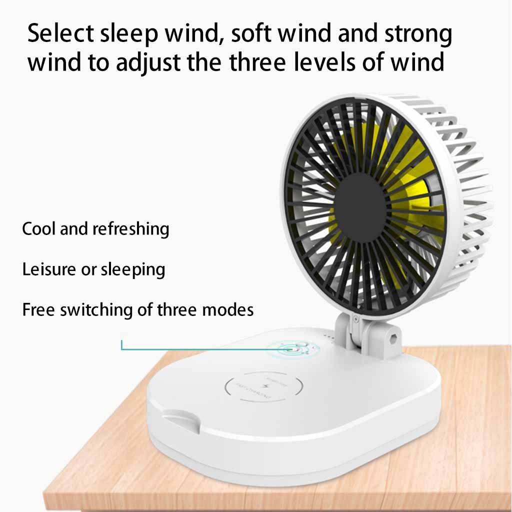 Mini Portable 2-in-1 Fan & Phone Charger + USB charging + Wireless Charging 3-speed adjustable multi-function Car fan