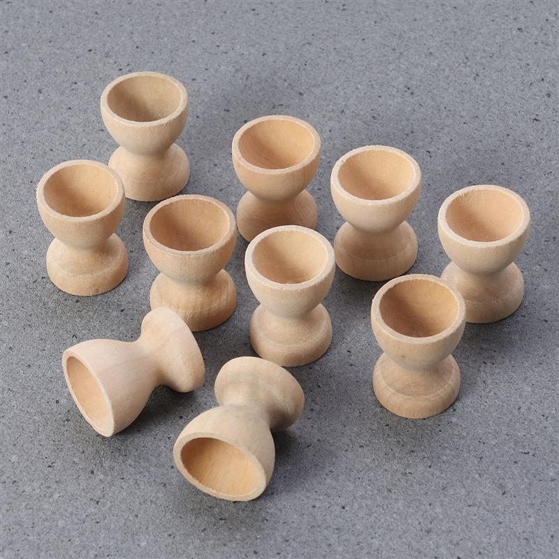 Soportes de almacenamiento de madera para huevos, taza Simple portátil sin pintar, herramientas de cocina para decoración de huevos, 10 Uds.