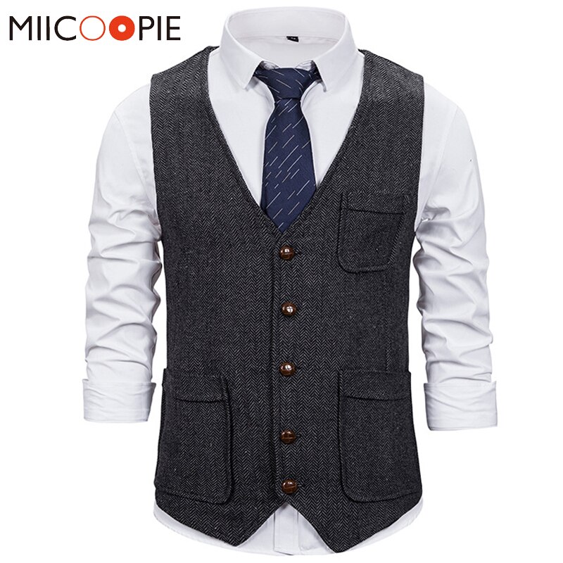 Kjole veste til mænd afslappet sildeben dobbelt lommer chaleco hombre herre bryllup forlovere business vest