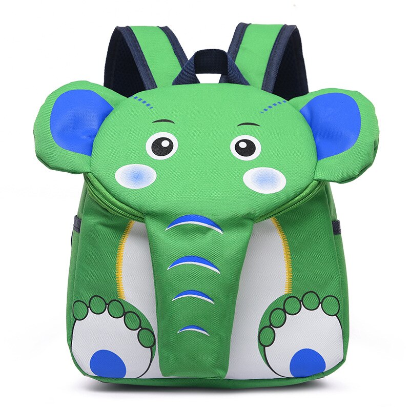 Subiu Sacos De Escola para Meninas Meninos Elefante Criativo 3D Projeto Animal Crianças Sacos de Crianças Mochila Mochila Escolar Dos Desenhos Animados Schoolbag: green