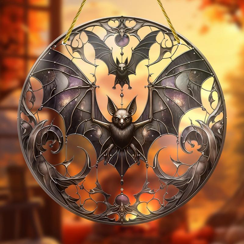 Attrape-soleil pour décoration d'Halloween, chauve-souris et fantôme, ornement mural, pendentif de fenêtre en acrylique, décoration intérieure gothique, usure, effrayant