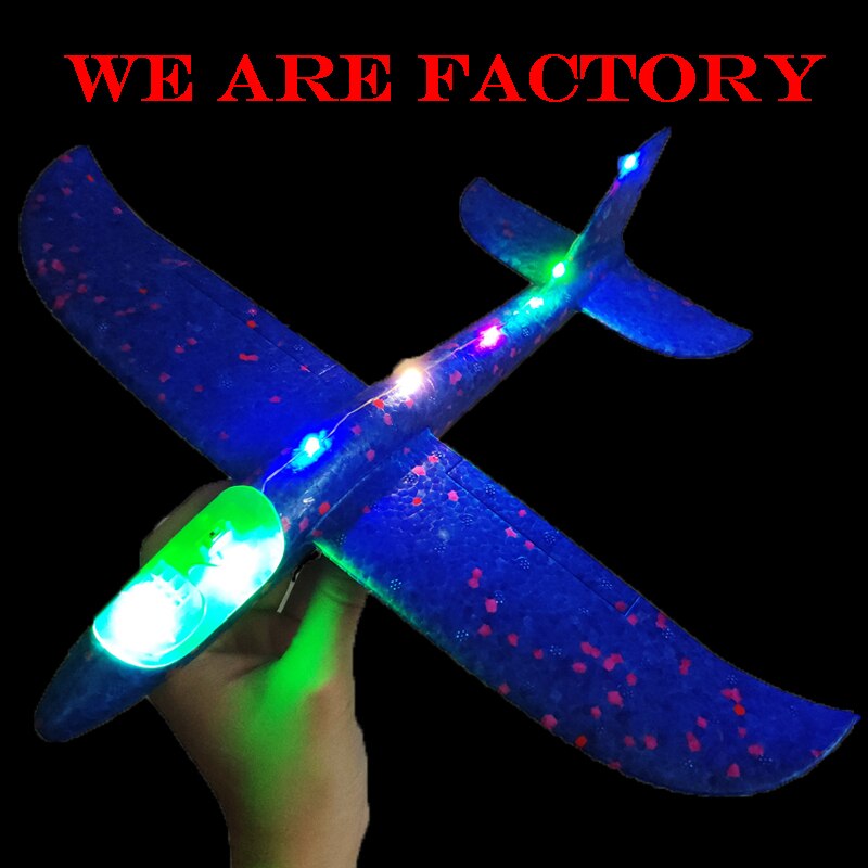 48cm handgegooid vliegend vliegtuig speelgoed zweefvliegtuigen schuim vliegtuig model glow in the dark vliegend zweefvliegtuig speelgoed voor kinderen