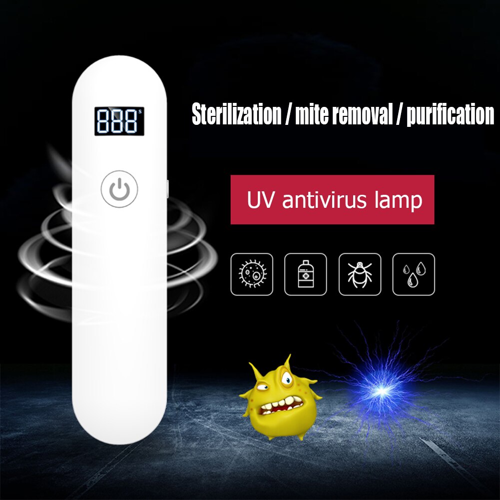 LED Handheld UV Sterilizer Disinfection Lamp LED Display UV Sterilizer Rechargeable Portable Timing Ultraviolet Germicidal Light