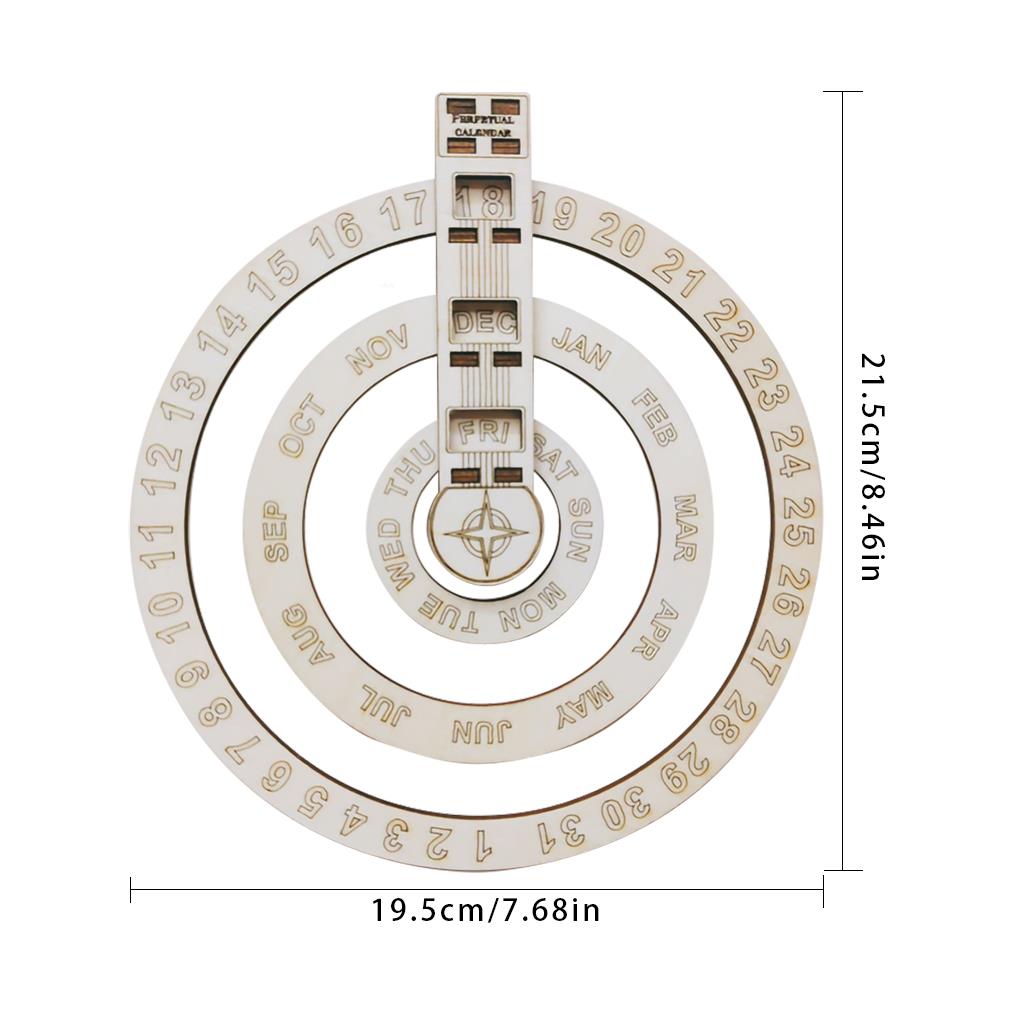Perpetual Calendar Wooden Wall Calendar Table Circular Rotating Calendar Wall Decoration Wall Hanging Crafts Decoration