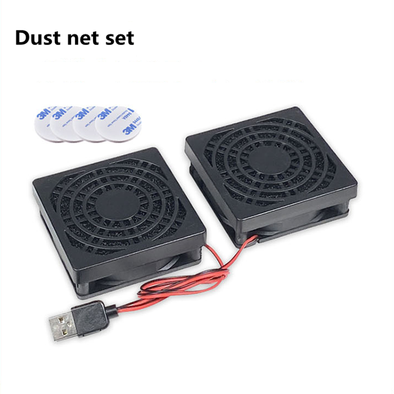 Double ventilateur de refroidissement ultra silencieux, 5V, prise usb, volume d'air élevé, adapté au radiateur de routeur sans fil RT-AC68U AC86U EX6200: Blue