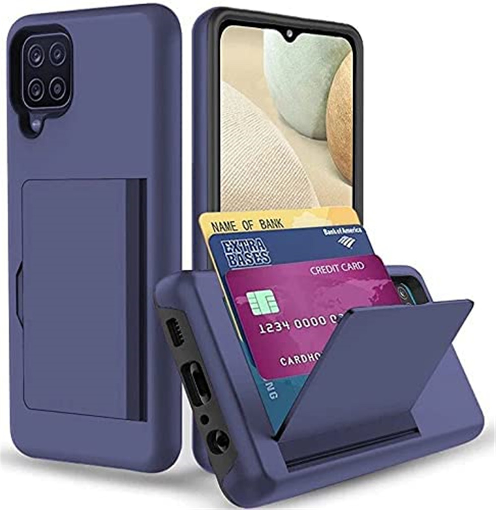 Voor Samsung Galaxy A12 Case 6.5 &quot;Wallet Credit Card Holder Id Slot Case Voor Samsung Een 12 Een 1 2 Telefoon Fundas Bumper: For Galaxy A12 / Navy Blue