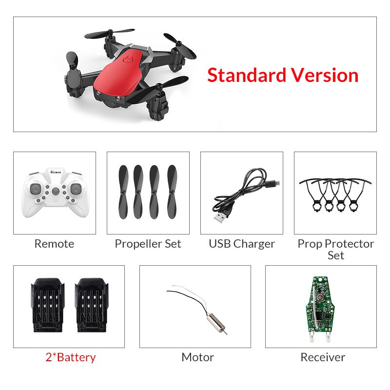 Eachine E61 Mini Drone Hight Hold Mode RC Quadcopter RTF WiFi FPV Foldable Helicopter VS HS210: redstandard2battery