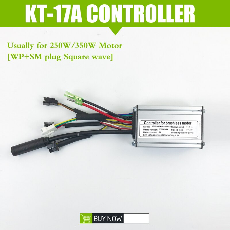 Elektrische Fiets Controller Kt 17A 36V48V 250W 350W 6 Mosfet Borstelloze Motor Controller Met Licht Functie Voor Conversie kit: 17A SM plug