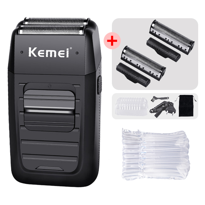 Kemei Rechargeable Cordless Shaver for Men Twin Blade Reciprocating Beard Razor Face Care Multifunction Strong Trimmer KM-1102: WHITE