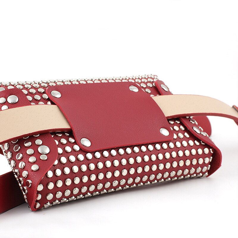 Women Waist Bag Female Belt Brand Pu Leather Purse Rivet Fanny Pack Ladies Waist Pack Belly Bags
