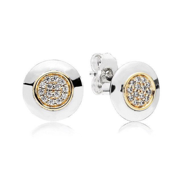 Clair CZ Signature forme ronde boucles d'oreilles pour femmes 925 boucles d'oreilles en argent Sterling bijoux femme classique boucles d'oreilles: Rouge