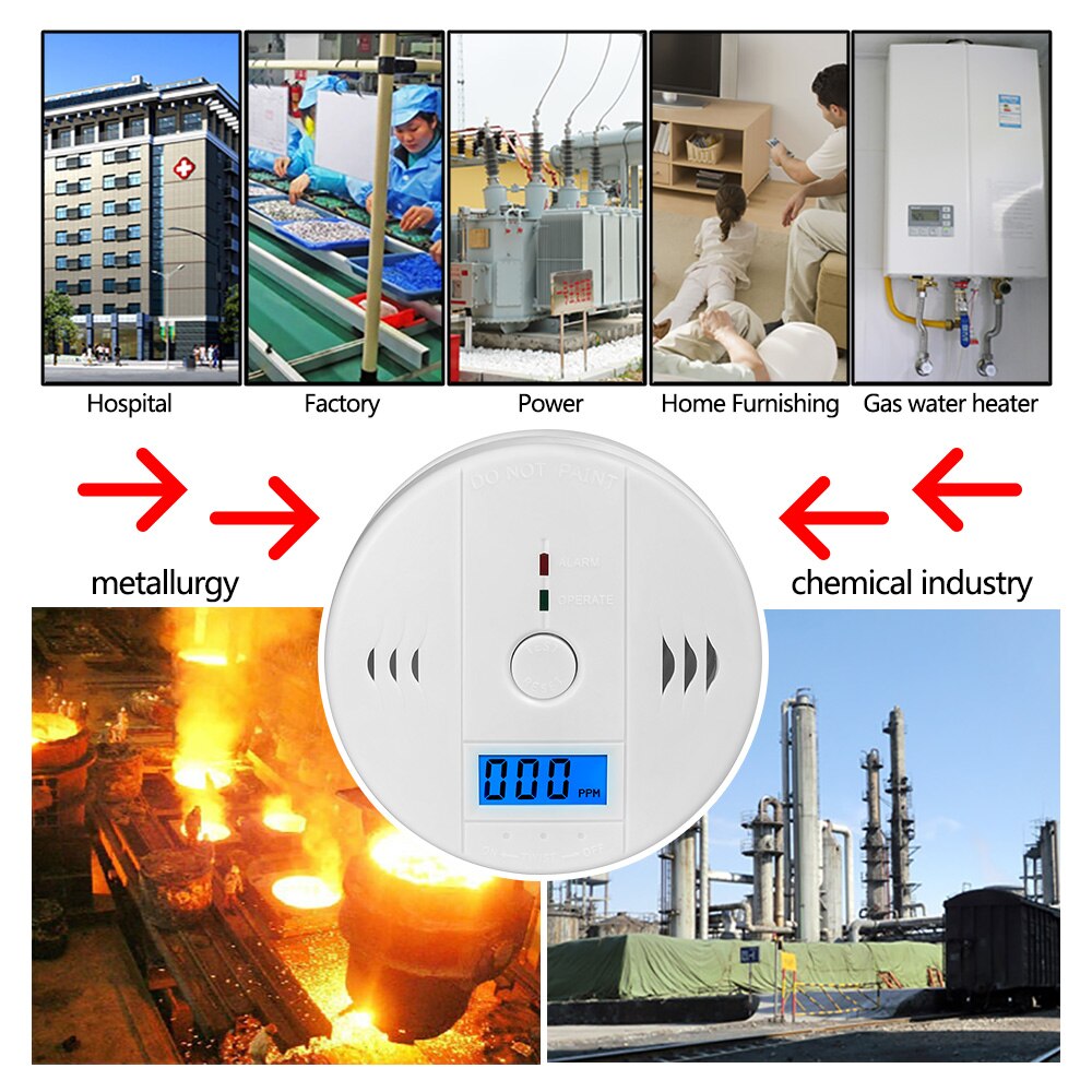 Towode 1/3/5 stk lcd fotoelektrisk uafhængig co-gassensor kulilteforgiftningsalarm trådløs co-detektor til hjemmet