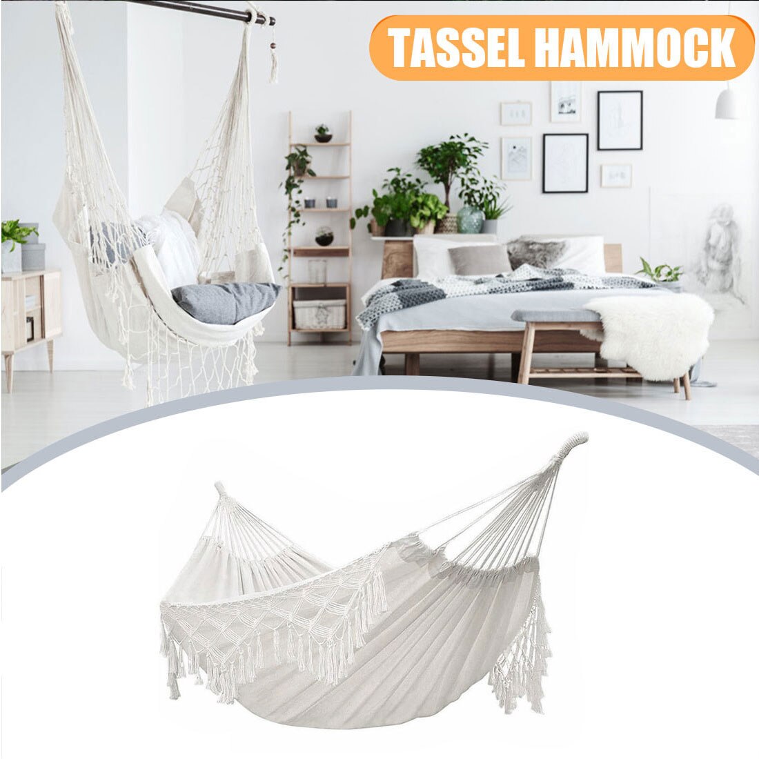 240cm*150cm hammock bohemian style Brazilian lace tassel luxury double hammock mesh chair indoor hanging swing home decoration