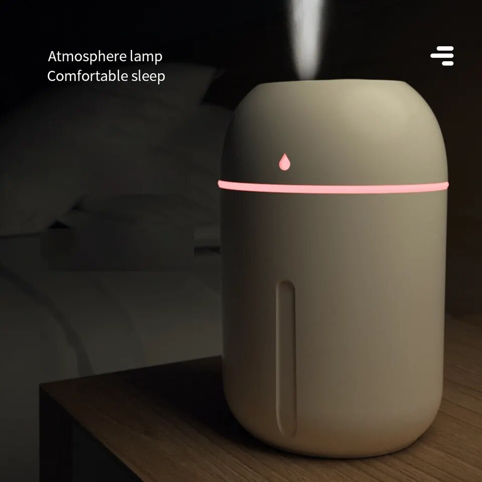 330ML Mini USB Portable Cool Mist Air Humidifier Essential Oil Aroma Diffuser With Led For Car Home Office Yoga