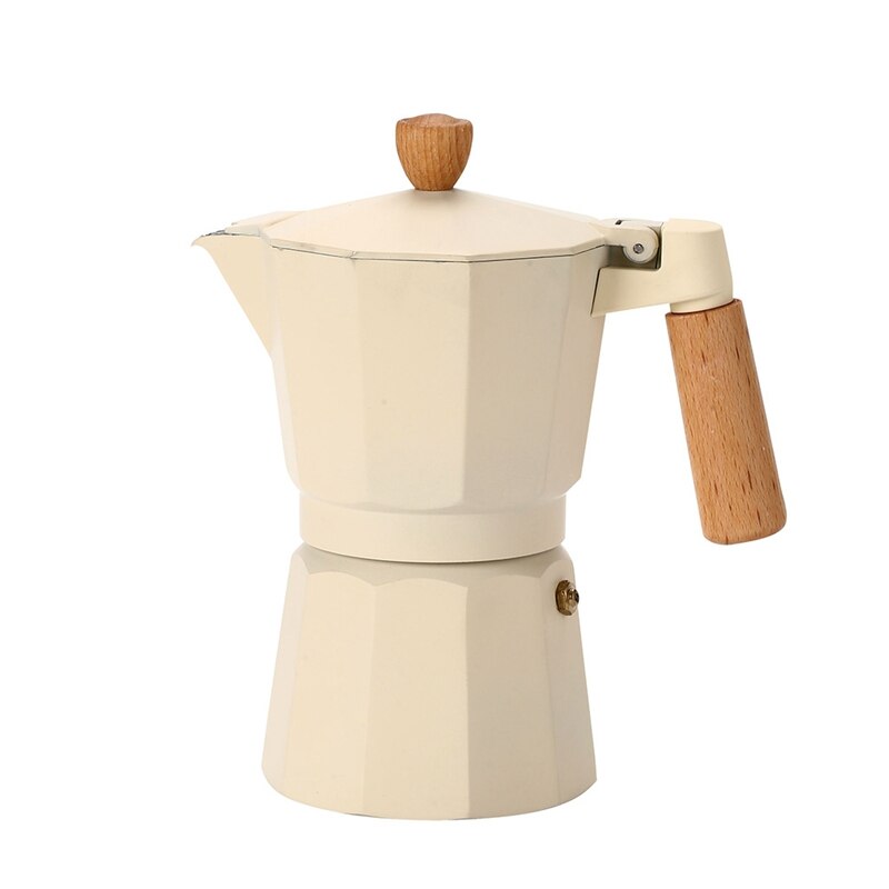 Seiko-cafetera italiana octogonal de aluminio con mango de madera, filtro de goteo hervido, utensilios de café: Verde claro