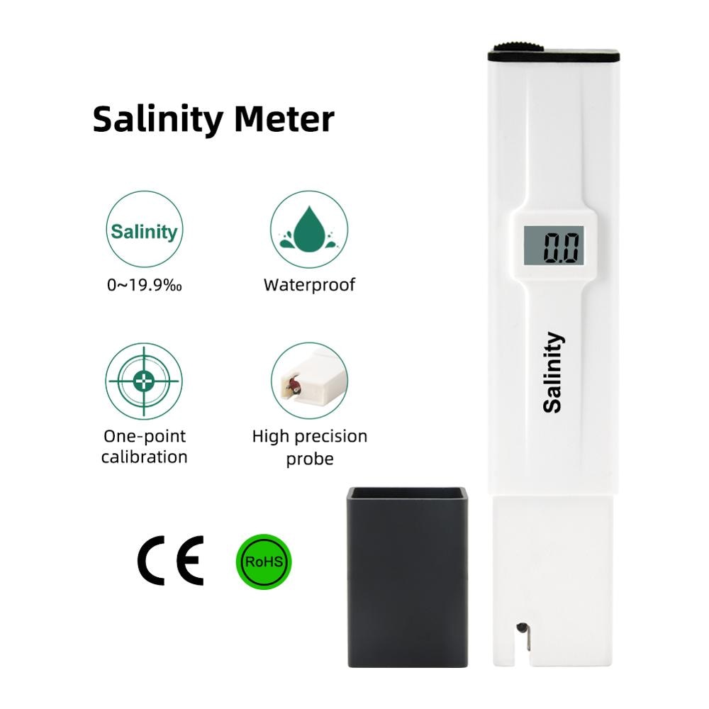 Portable Digital Salinity Meter 0~19.9‰ High Precision Salt Content Concentration Test Pen for Kitchen, Aquaculture, Laboratory