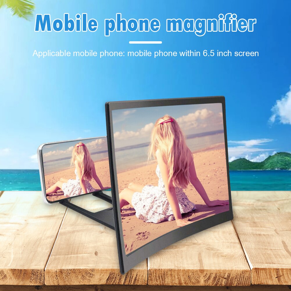 12 inch Mobile Phone Screen Enlarged Bracket Display ABS Shell Acrylic Lens Curved 3D Magnifier Stand Reduce Radiation